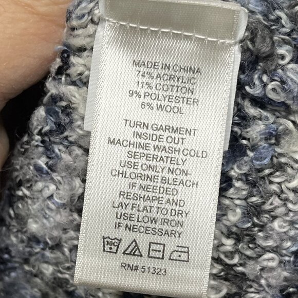 CeCe Womens Marled Knit Sweater Gray White Blue Acrylic Blend Medium - Picture 4 of 6